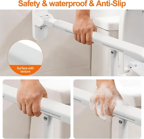 Miniatura 7 de SPECILITE Barra de agarre resistente para inodoro, soporte resistente de 440 libras, rieles de seguridad con pasamanos antideslizantes e
