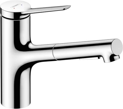 hansgrohe Zesis Grifo de cocina monocontrol cromado, llaves de cocina con pulverizador extraíble, llave para fregadero de cocina, cromado 74810001