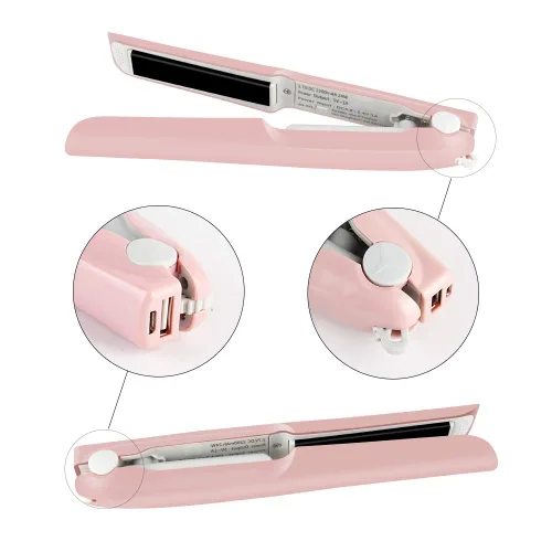 Miniatura 7 de Mini alisador de pelo inalámbrico portátil de viaje, rizador plano 2 en 1, de cerámica, recargable por USB, plancha plana inalámbrica