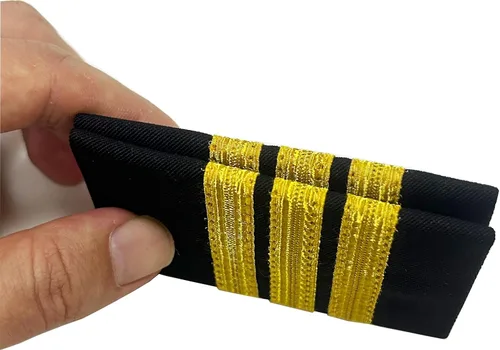 Miniatura 5 de 1 par de charreteras de piloto de aerolíneas profesionales tradicionales aviadores capitán uniforme con rayas doradas