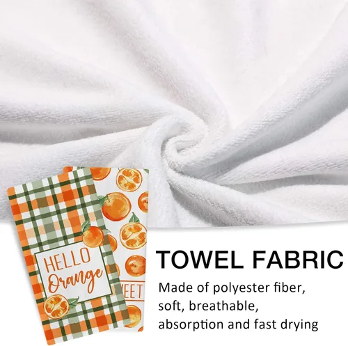 Miniatura 4 de Seliem Hello Orange - Juego de 2 paños de cocina de primavera y verano, Life is Sweet Mandarina y cítricos, toallas de mano para secar y hornear, a