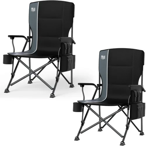 Miniatura 12 de TIMBER RIDGE Silla de camping plegable de gran tamaño, respaldo alto, resistente para adultos, soporta hasta 500 libras con soporte para tazas