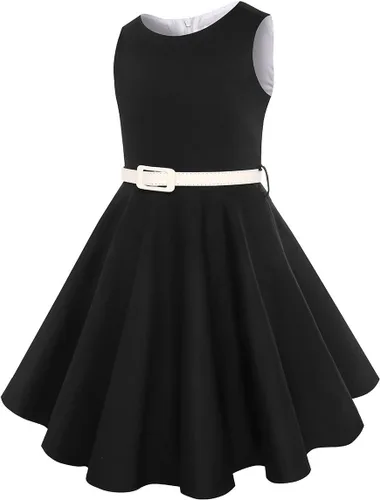 Miniatura 4 de gogoparti Vestido vintage para niñas, vestidos para ocasiones especiales con collar, vestido de lunares para niños, vestido de fiesta retro