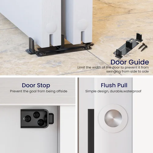 Miniatura 6 de SMARTSTANDARD Kit de herrajes para puertas corredizas de 60 pulgadas/5 pies para armario de gabinete, herrajes de puerta de aleación de aluminio