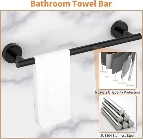 Miniatura 2 de Cilee Juego de accesorios de baño de 10 piezas, color negro mate, paquete de 2 accesorios de baño de 5 piezas, incluye soporte para papel higiénico