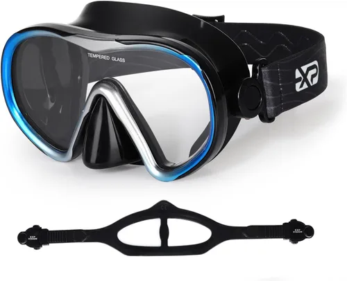 Máscara de buceo para adultos – Máscara de natación antivaho, gafas de natación de visión amplia con cubierta para la nariz, gafas de esnórquel Azul