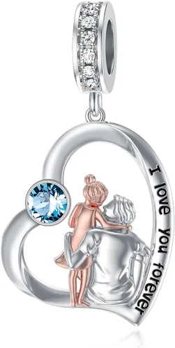 Miniatura 105 de PROESS Dije para padre, madre e hija, pulsera de plata de ley para pulseras, regalos de cumpleaños, día de San Valentín, para hija, madre, amante