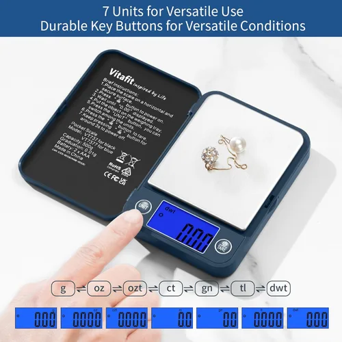 Miniatura 5 de Vitafit Báscula digital de bolsillo de 17.64 oz, alta precisión garantizada por la fábrica profesional de báscula desde 2001, escala de gramos 0.00