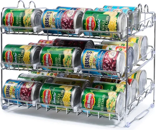 Che'mar Organizador de latas para despensa: estante apilable para 36 latas, almacenamiento de alimentos enlatados, estante de despensa, armario de