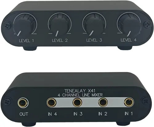 Miniatura 7 de Mezclador de audio RCA de 4 canales Mezclador de línea estéreo Caja de control de niveles mini pasivo R41