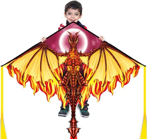 Miniatura 12 de Mint's Colorful Life Cometa de dragón para niños y adultos, fácil de volar, las mejores cometas de playa para principiantes, cuerda de cometa de 300