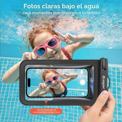 Miniatura 4 de Rynapac Funda impermeable para teléfono [hasta 8.5 pulgadas], paquete de 2, funda impermeable IPX8 con cordón para iPhone 17, 16, 15 Pro Max