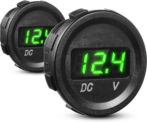 Miniatura 8 de BBTO 2 Piezas DC 12V Medidor de Voltaje para Auto con Pantalla LED, Voltímetro Digital Impermeable, Panel Redondo Compatible con Vehículo