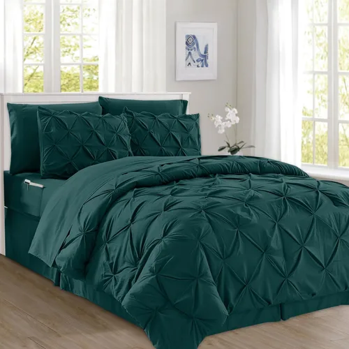 Miniatura 22 de Elegant Comfort Juego de edredón con pliegues pinzados de 8 piezas - Cama completa en una bolsa para todas las estaciones, incluye juego de sábanas