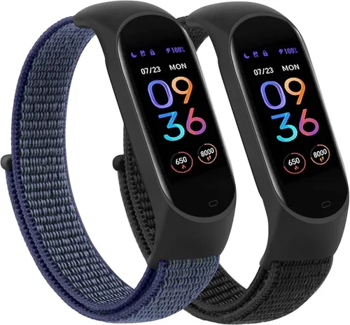 Wanme Bandas de nailon para Amazfit Band 5 correas de repuesto para mujeres y hombres, paquete de 2 correas deportivas de nailon suave compatibles
