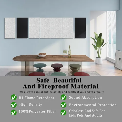 Miniatura 2 de Paquete de 6 paneles de pared insonorizados engrosados, paneles acústicos de borde biselado de alta densidad de 15.75" X 31.5" X 0.47", paneles