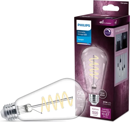 Miniatura 14 de PHILIPS LED 60W A19 Paquete de 8 bombillas de luz diurna ultra definición (5000 K) 800 lúmenes (8 W = 60 W) regulables sin parpadeo Ámbar (2000k)