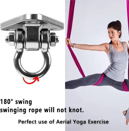 Miniatura 3 de Juego de 2 ganchos de columpio de acero inoxidable 304 de alta resistencia, capacidad de 1500 libras, accesorios de 180° para yoga, porche, Estilo 3