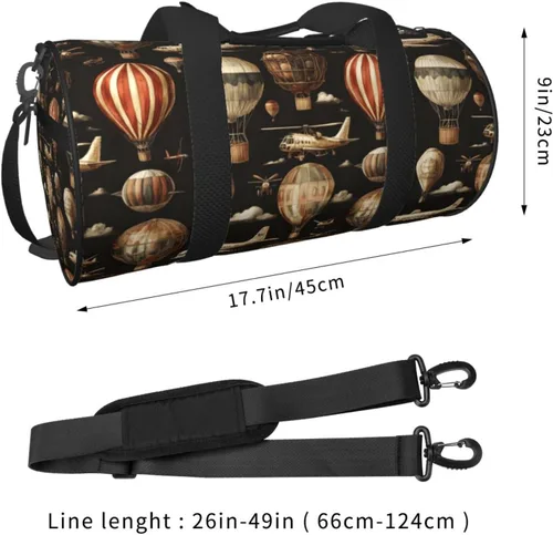 Miniatura 2 de Large Duffle Bag for Travel - Retro Airplane Hot Air Balloon Print Gym Bag for Women Men, Travel Foldable Bags for Women Men with Zippered Multiple