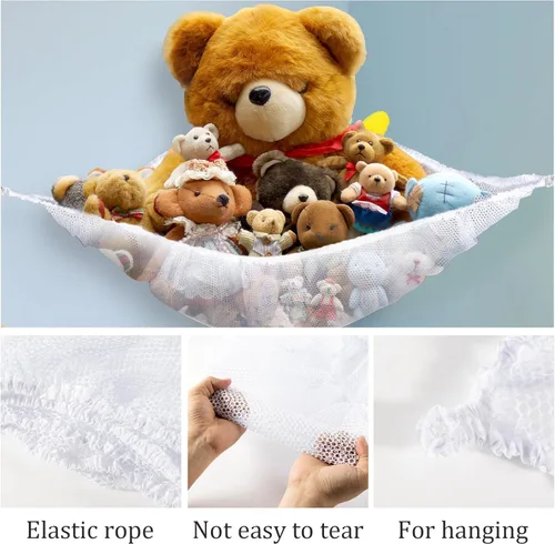 Miniatura 4 de MAQIHAN Red o hamaca para animales de peluche, ideas de almacenamiento para peluches, osos de peluche y juguetes, soporte organizador de esquina