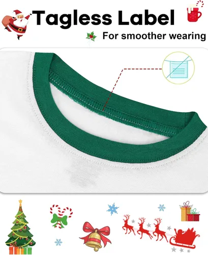 Miniatura 2 de DAUGHTER QUEEN Pijamas de Navidad para niños y niñas de 18 meses-12 años, ropa de dormir 100% algodón