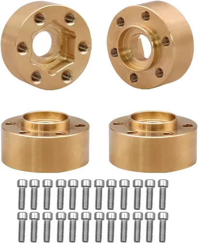Miniatura 13 de 4 unidades de ruedas Beadlock de 1.9 y 2.2 pulgadas, adaptadores anchos de cubo de rueda hexagonal de 0.472 in para actualizaciones de oruga RC Negro