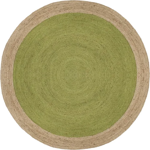 SAFAVIEH Alfombra de Área Redonda de 10' - Colección de Fibra Natural - Verde y Marrón Natural, Yute Hecho a Mano, Diseño de Borde Trenzado (NF801G)