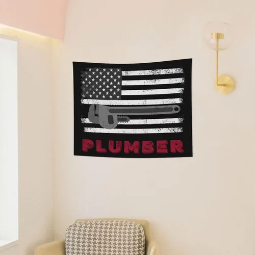 Miniatura 3 de Tapiz de bandera de fontanero de 29 x 37 pulgadas, decoración del hogar, decoración para colgar en la pared, dormitorio, fiesta, telón de fondo