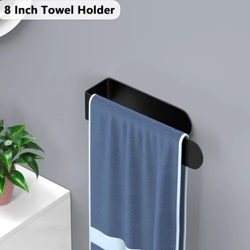 Miniatura 4 de HUFEEOH Soporte adhesivo para toallas de mano, toallero de 8 pulgadas adhesivo y toallero de barra de 14 pulgadas montado en la pared, soporte