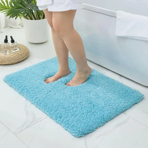 Miniatura 23 de Alfombras de baño antideslizantes, lavables, ultra gruesas, suaves, de microfibra absorbente, de látex de espuma de alta densidad, con respaldo Beige