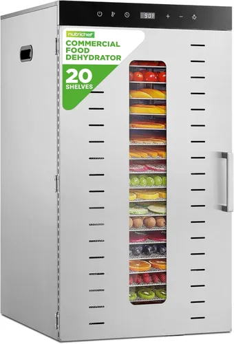 Miniatura 10 de NutriChef Deshidratador eléctrico de alimentos para encimera, 900 W, máquina de carne de res de varios niveles, secadora de frutas y verduras