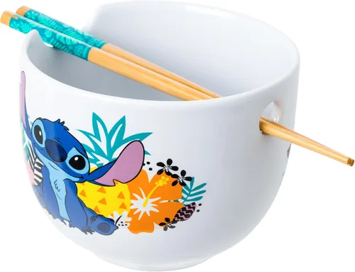 Miniatura 16 de Silver Buffalo Disney Lady and the Tramp Eating Noodles Chinese Love - Cuenco de ramen de cerámica con palillos, apto para microondas, 20 onzas
