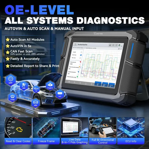 Miniatura 7 de VDIAGTOOL Herramienta de escaneo bidireccional VD70, herramienta de diagnóstico de escáner OBD2 con codificación ECU, más de 36 restablecimientos