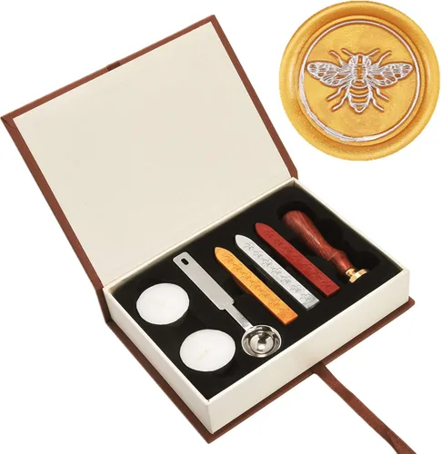 Miniatura 15 de Yoption Kit de sellos de cera, sello de corazón con varillas de cera de sellado doradas, rojas y plateadas, juego de caja de regalo