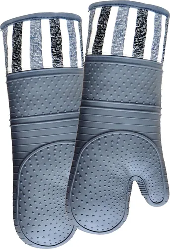 Miniatura 9 de Guantes de horno resistentes al calor de 550 grados, guantes de silicona para horno, 1 par, guantes de horno profesionales extra largos, aptos