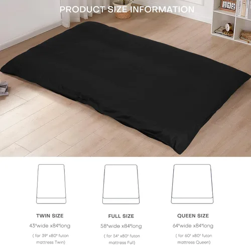 Miniatura 5 de Funda de colchón de futón de piso 100% algodón, suave, amigable con la piel, lavable, con cremallera, funda de colchón tatami, a prueba de polvo