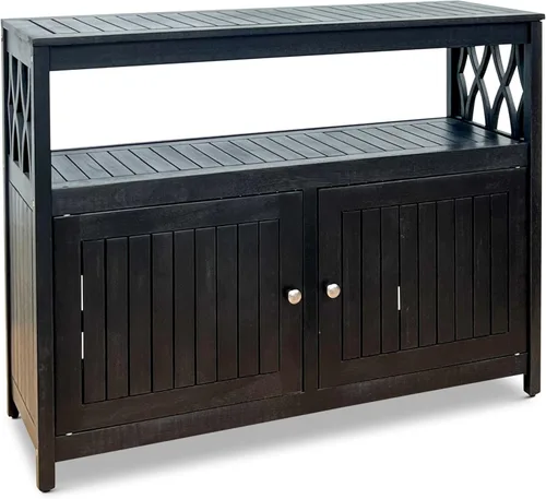DTY Outdoor Living Longs Peak - Mesa aparador de madera de eucalipto al aire libre, gabinete de buffet con almacenamiento, acabado resistente al