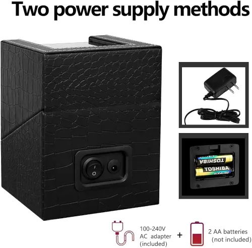 Miniatura 3 de Automatic Single Watch Winder with Quiet Japanese Motor,AC Adapter or Battery Powered,Premium Leather Exterior and Soft Flexible Watch Pillows for