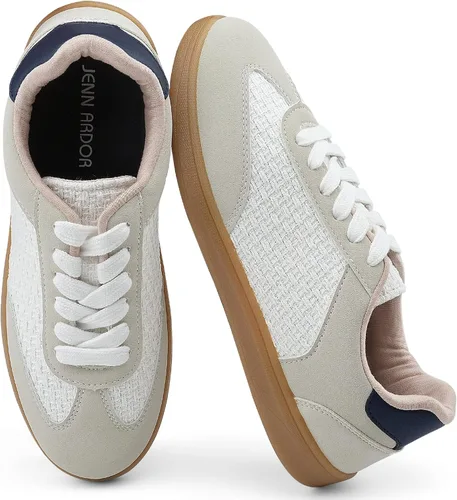 Miniatura 7 de JENN ARDOR Tenis de moda para mujer: tenis de goma antideslizante para caminar, parte superior de piel sintética transpirable y gamuza, plantilla
