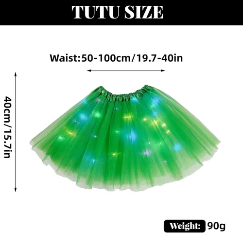 Miniatura 10 de Faldas de tutú LED para mujer, falda de tul con capas para baile de ballet, faldas iluminadas para disfraz de fiesta
