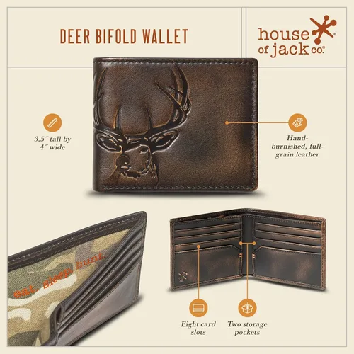 Miniatura 5 de House of Jack Co. Billetera plegable para hombre Billetera de hombre para deportistas al aire libre Cuero de grano completo bruñido a mano