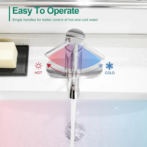 Miniatura 4 de VOTON Grifo de baño moderno cromado con una sola manija un agujero grifo de lavabo comercial lavatorio grifo de lavabo de tocador con mangueras