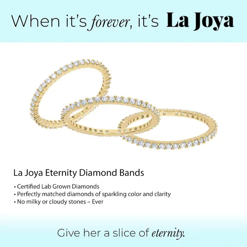 Miniatura 3 de La Joya 13 - 1 CT TW Certified Lab Created Diamond Eternity Band for Women Sparkling 10k Solid Gold Anniversary Bands Stackable Bands and Diamond
