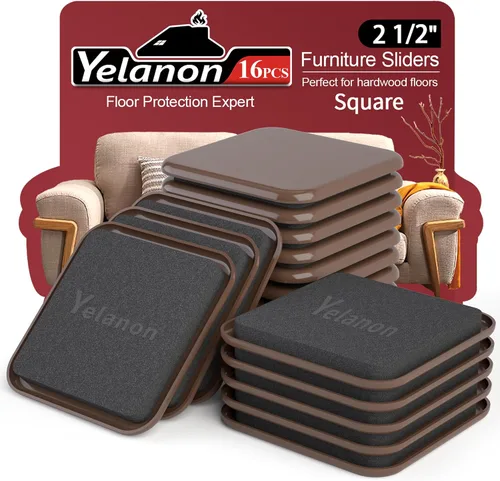 Miniatura 12 de Yelanon Deslizadores de Muebles, 8 piezas - Deslizadores de Muebles Cuadrados Beige de 4 3/4" para Alfombra, Deslizadores Movibles de Muebles