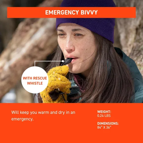 Miniatura 3 de Survive Outdoors Longer Bivvy de Emergencia 90% - Viene con Silbato de Supervivencia y Cordón Paracord con Yesca - Agregar al Kit de Emergencia