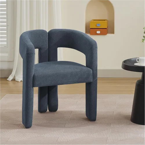 Miniatura 22 de adochr Modernas sillas de comedor de barril, silla de comedor tapizada de lino con patas de madera, sillas decorativas con brazos, cómodos sillones