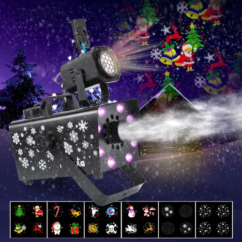 Miniatura 3 de Hakuta - Máquina de nieve mejorada de 800W con 8 luces LED RGB, proyección LED y 2 controles remotos inalámbricos, perfecta para Navidad, Halloween