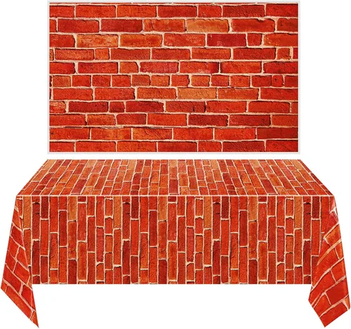 Miniatura 10 de Chuangdi 2 piezas de telón de fondo de pared de piedra de 4.5 x 9 pies, decorado de escena de pared de piedra, papel tapiz, cortinas, puerta, mantel