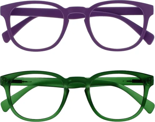 Miniatura 18 de OPULIZE Gafas de lectura POP y lentes de sol de lectura para mujeres y hombres, marco redondo mate resistente a los arañazos con bisagras de Paquete