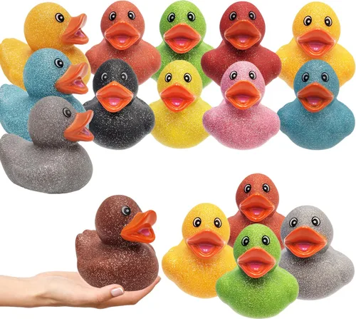 Miniatura 14 de The Dreidel Company Surtido de patos de goma con purpurina para niños, regalos de cumpleaños, baby showers, verano, playa y piscina, 2 pulgadas